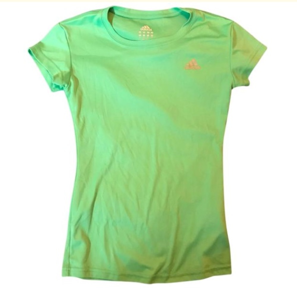Adidas green short sleeve workout shirt
